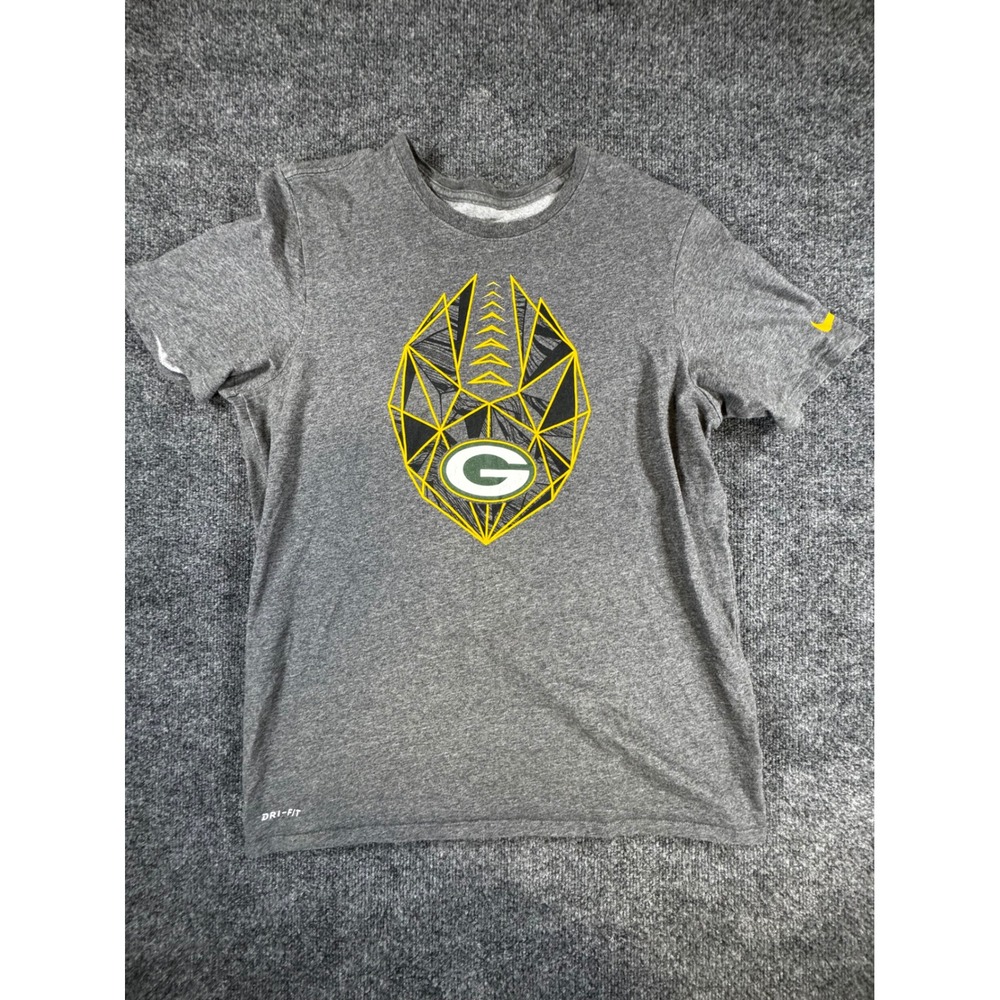 Nike Green Bay Packers Dri-FIT Graphic T-Shirt Mens Medium Gray NFL Football